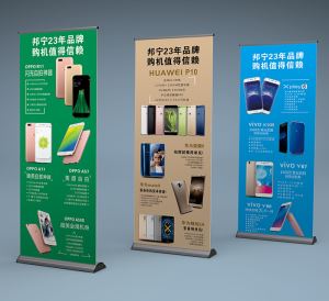 Banner pubblicitario Mini Roll Up in alluminio